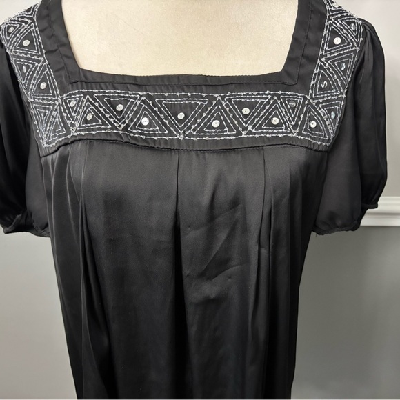 George Black Embroidered Square-Neck Blouse - Picture 3 of 6